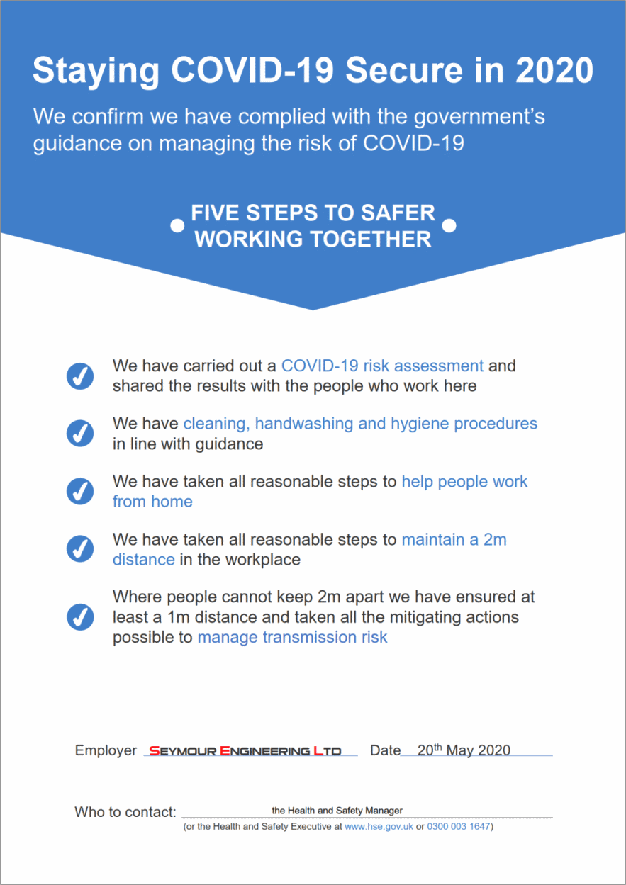 Covid Secure 2020 Poster